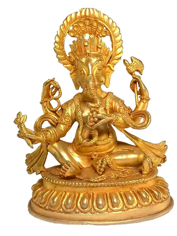 Statue tibétaine de Ganesh – Cuivre plaqué or