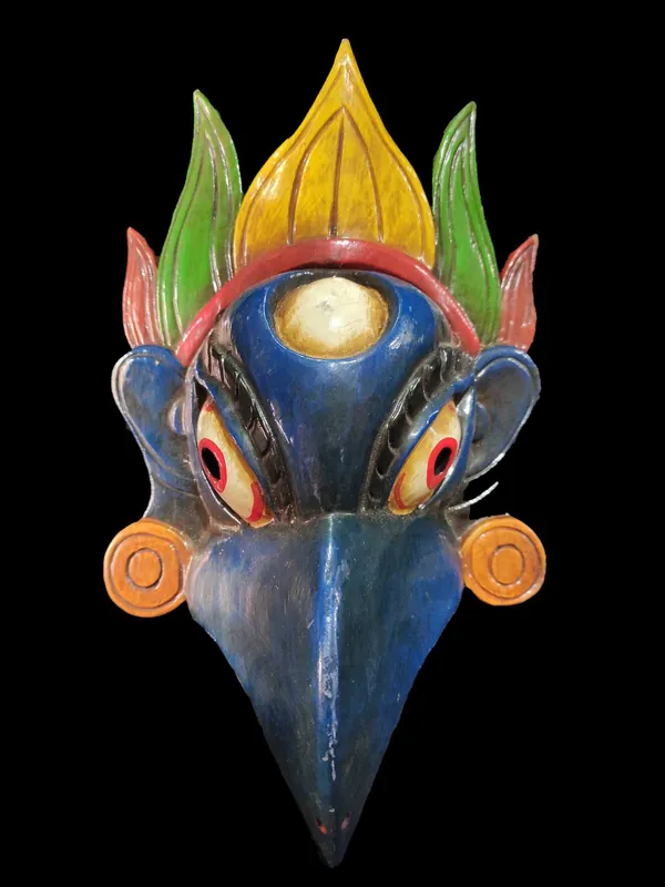 Masque en bois de Garuda – Peinture bleue