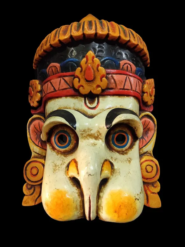 Mât en bois de Hanuman – Peinture blanche