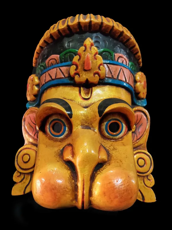 Masque en bois fait main de Hanuman