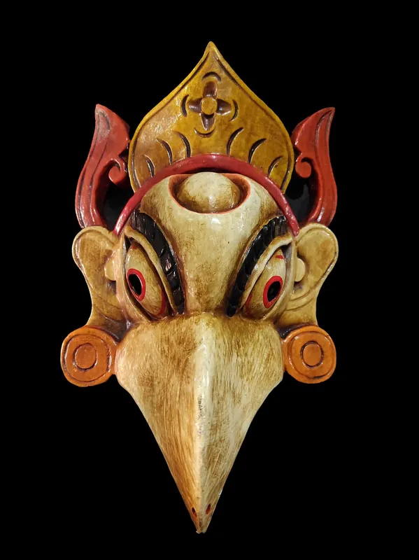 Masque en bois de Garuda – Peinture blanche