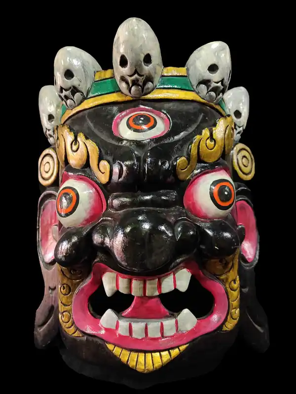 Masque en bois de Ganesh – Peinture noire