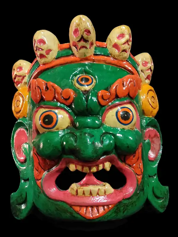 Masque en bois de Ganesh – Peinture verte