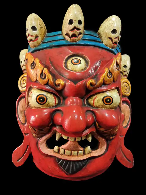 Masque en bois de Ganesh – Peinture rouge