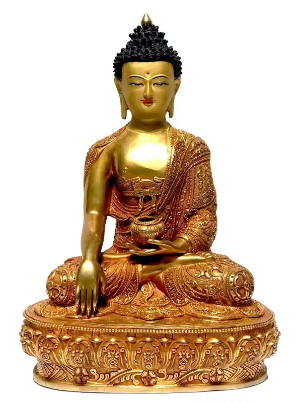 Statue en plaqué or du Bouddha Shakyamuni