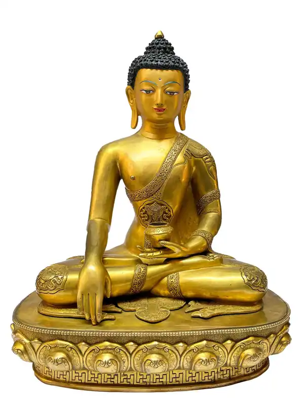 Statue de Shakyamuni Bouddha – Cuivre entièrement plaqué or