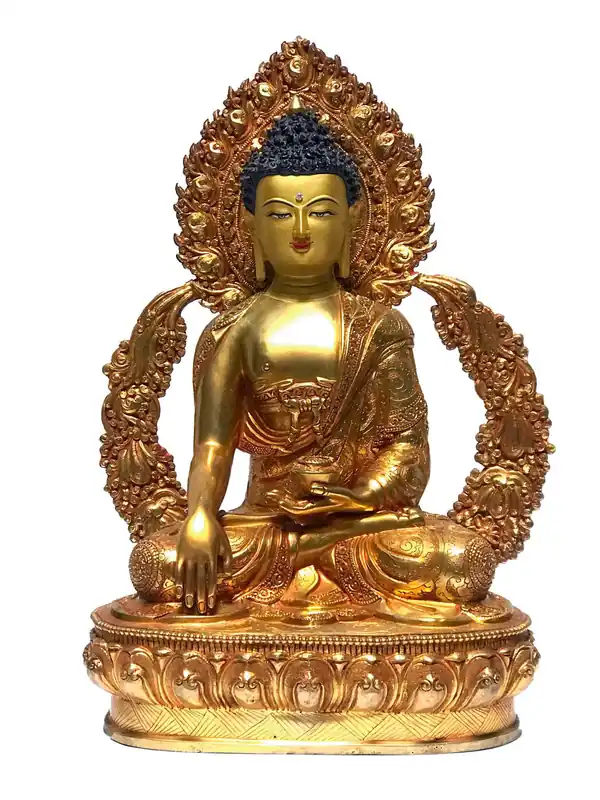 Statue du Bouddha Shakyamuni – Plaqué Or