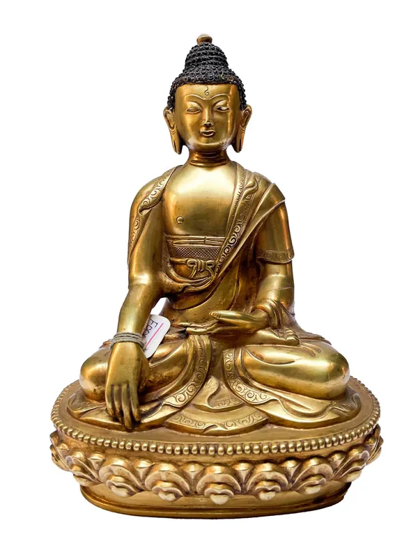 Statue du Bouddha Shakyamuni – Plaquée or en cuivre