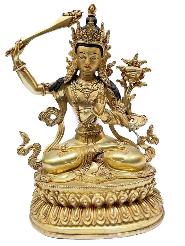 Statue bouddhiste artisanale de Manjushri