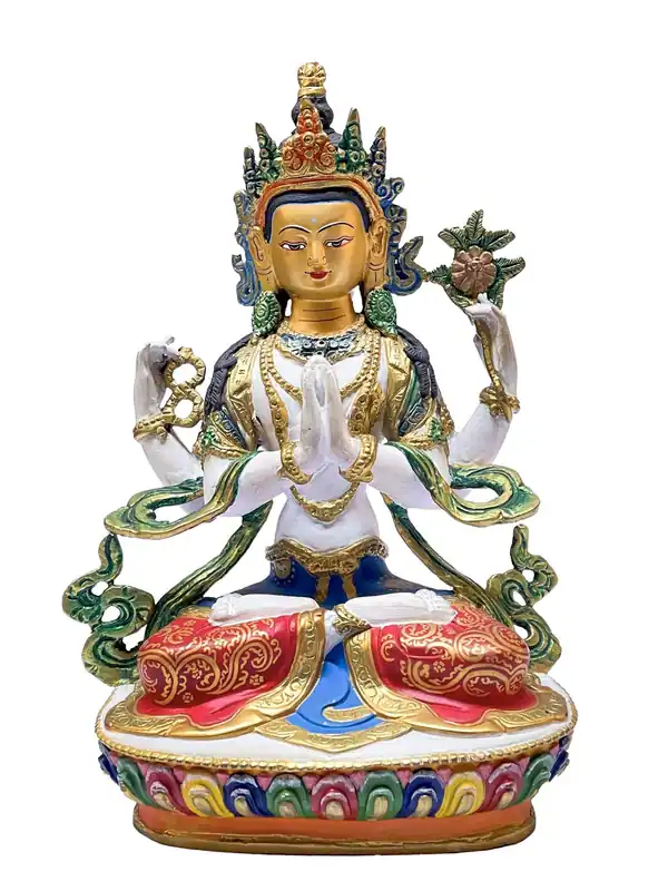 Statue d’Avalokiteshvara – Plaque en cuivre doré