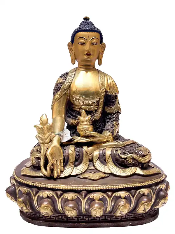 Statue du Bouddha de Médecine – Cuivre plaqué or