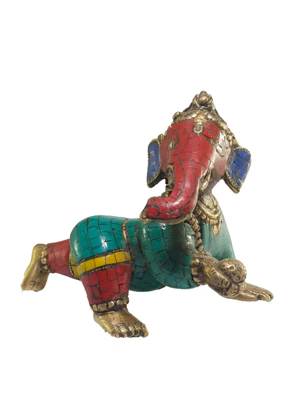 Statue traditionnelle de Ganesh – laiton et pierre