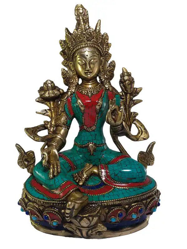 Statue de Tara Verte – Laiton et Pierre