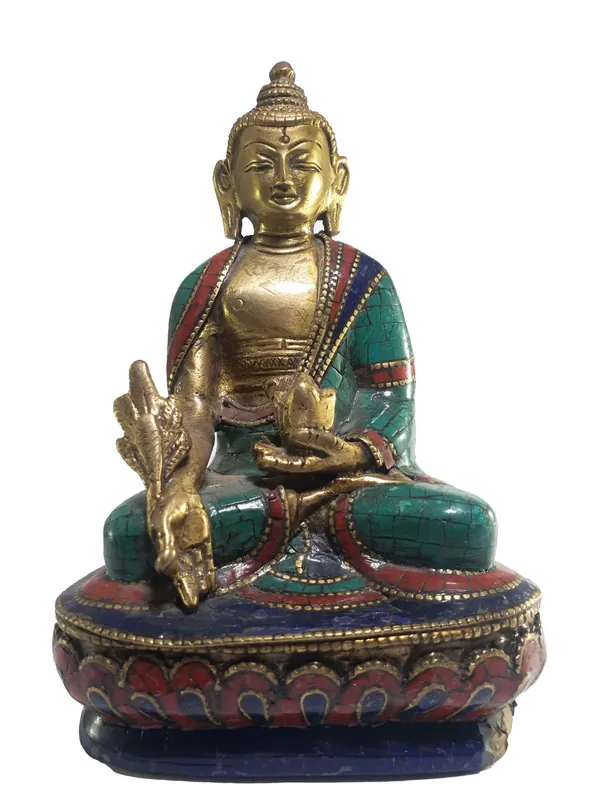 Statue du Bouddha de Médecine – Laiton et Pierre