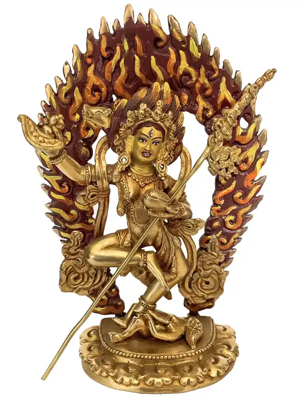 Statue en cuivre plaqué or de Vajravarahi