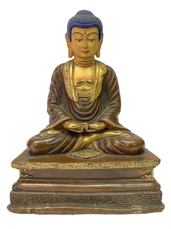 Statue d’Amitabha Bouddha – Plaqué Or en Cuivre