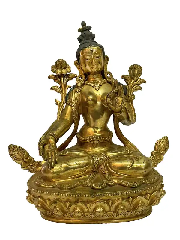 Statue de Tara Blanche – Plaquée en cuivre doré