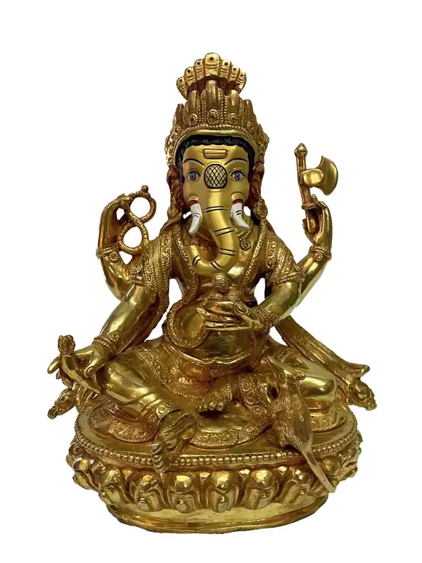 Statue de Ganesh – Plaqué Or en Cuivre
