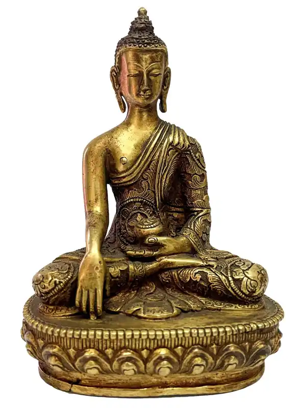 Statue en cuivre plaqué or de Shakyamuni Bouddha