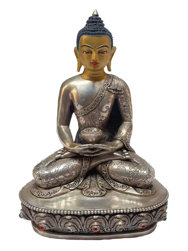 Statue tibétaine du Bouddha Amitabha – Argent sterling