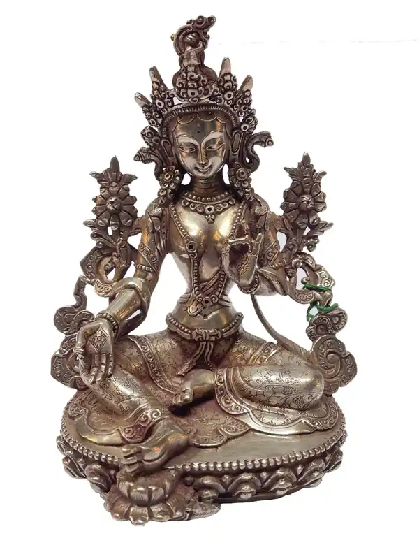 Statue de la déesse Tara verte – Argent sterling