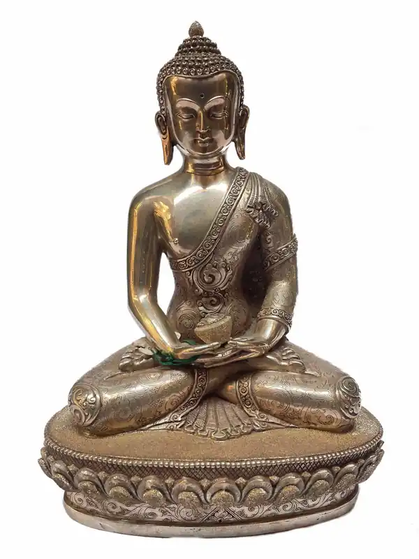 Statue tibétaine de Shakyamuni Bouddha – Argent sterling