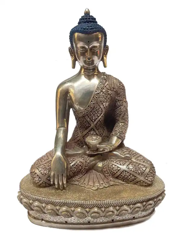 Statue en argent sterling de Shakyamuni Bouddha
