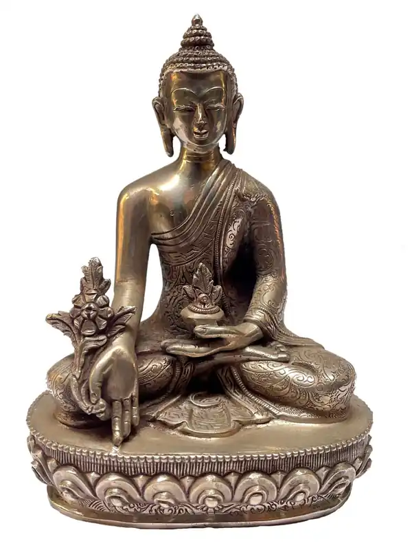 Statue en argent sterling du Bouddha de Médecine
