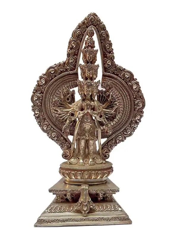 Statue d’Avalokitesvara Sahasrabhuja – Argent Sterling