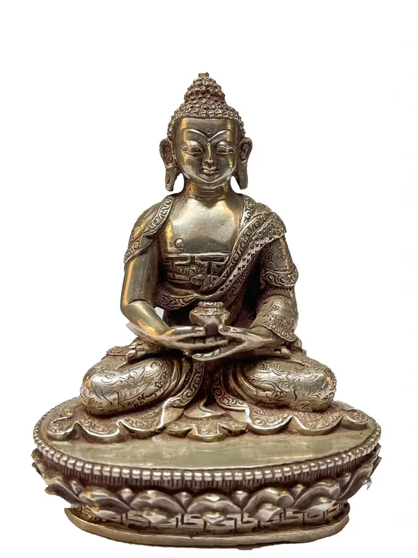 Statue en argent sterling d’Amitabha Bouddha