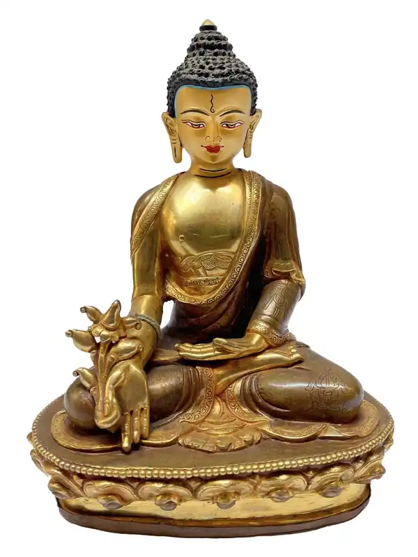 Statue artisanale tibétaine du Bouddha de la Médecine