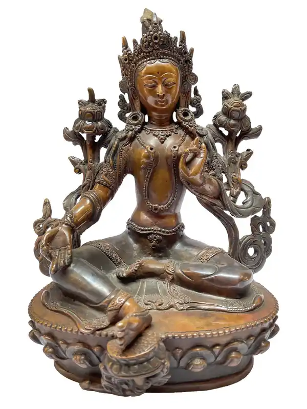 Statue artisanale népalaise de la Tara verte