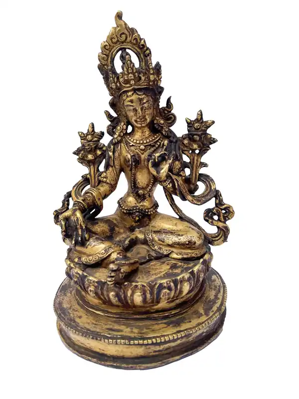 Statue bouddhiste de la déesse verte Tara