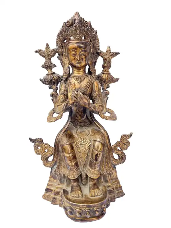 Statue du Bouddha Maitreya – Cuivre & Plaqué Or