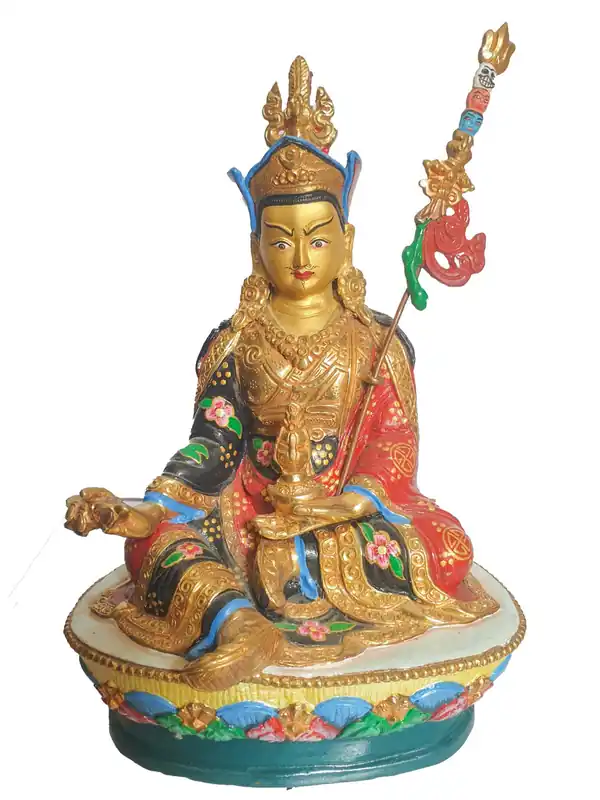Statue de Padmasambhava – Plaque en cuivre doré