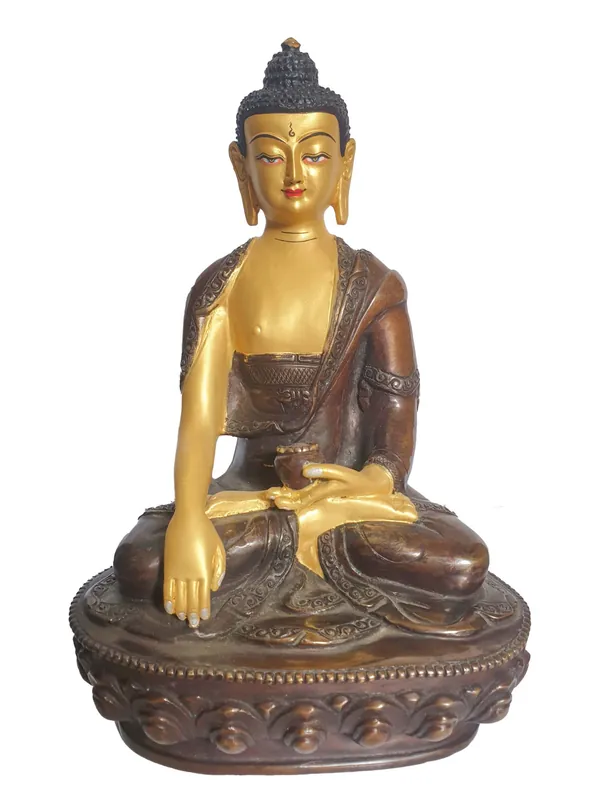 Statue du Bouddha Shakyamuni – Cuivre plaqué or