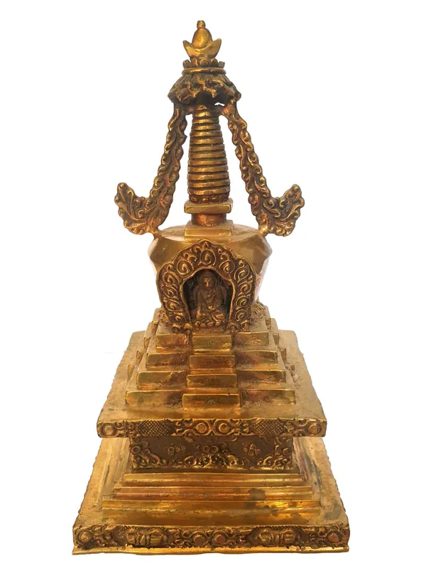 Stupa bouddhiste en cuivre du Népal