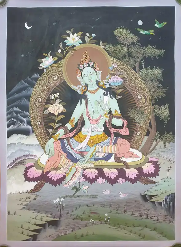 Art bouddhiste de Thangka de la Tara Verte