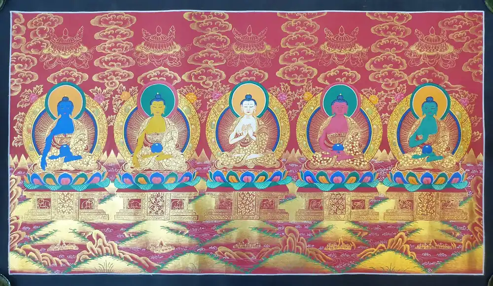 Thangka des Cinq Bouddhas