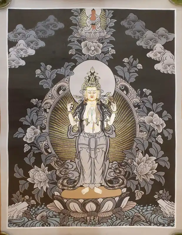 Chenrezig avec Amitabha Bouddha Thangka Art