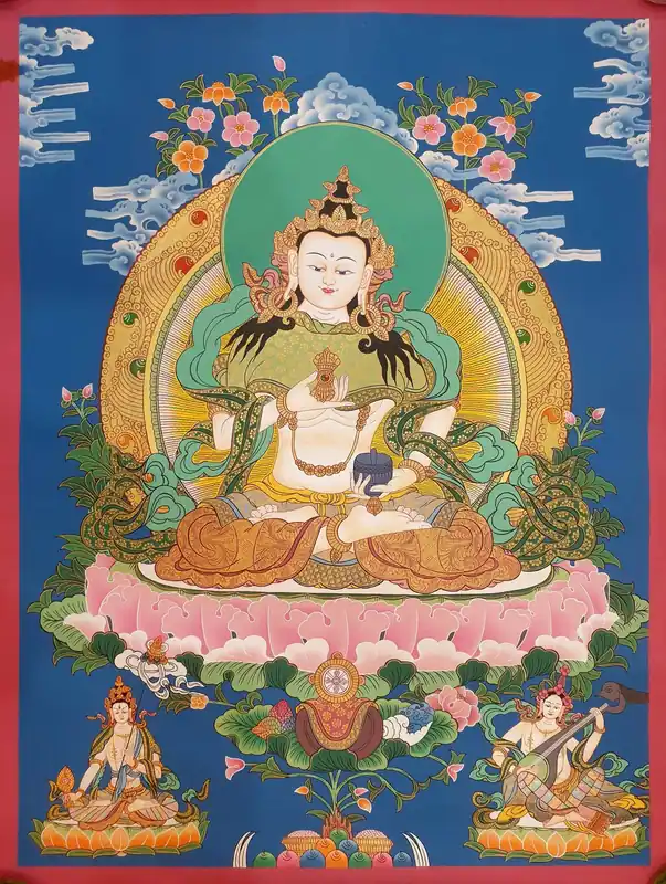 Vajrasattva avec Deux Divinités Thangka