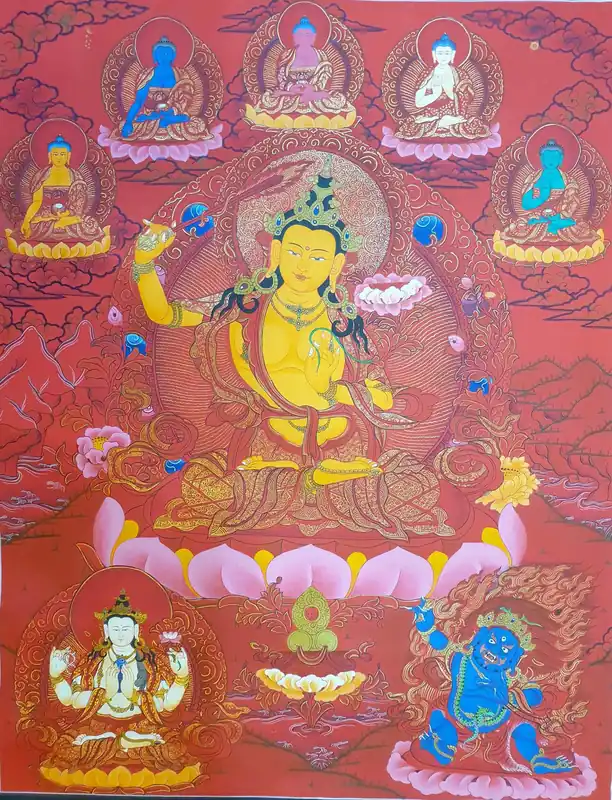 Manjushri avec Pancha Buddha Thangka Art