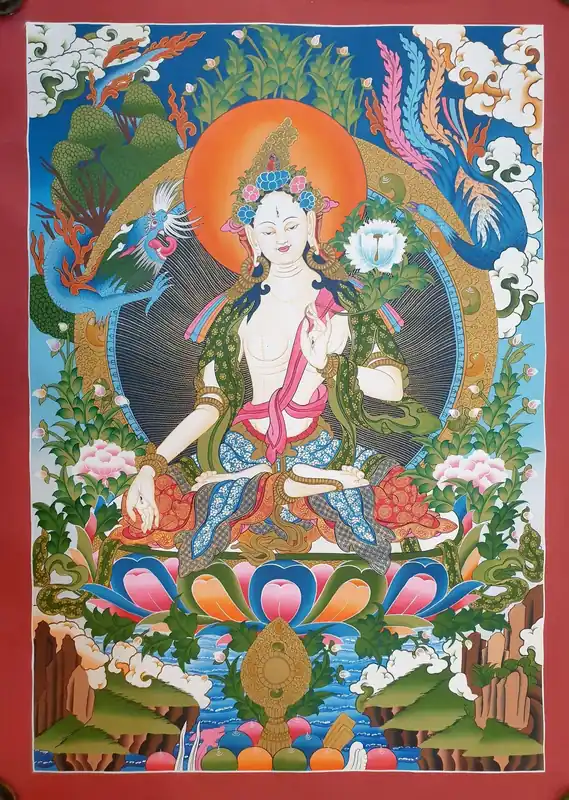 Art tibétain de la Tara blanche dans le bouddhisme vajrayāna