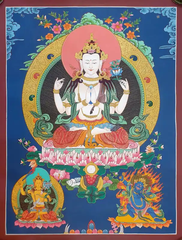 Chenrezig avec Vajrapani Thangka Art