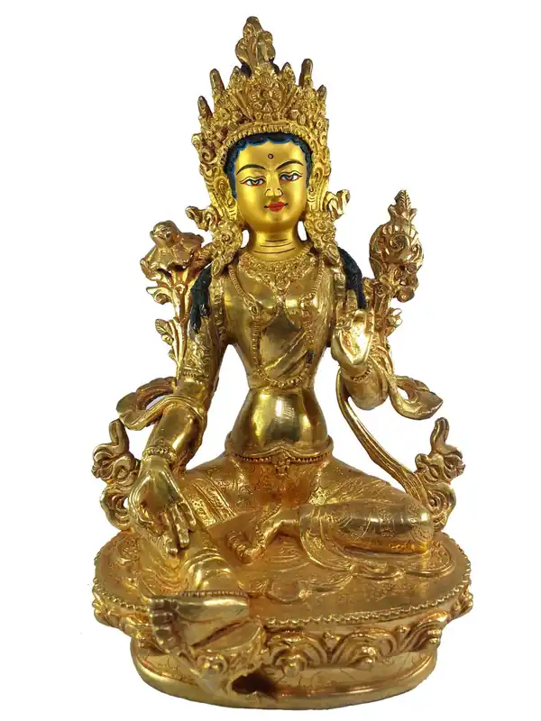 Statue traditionnelle de la déesse Tara verte