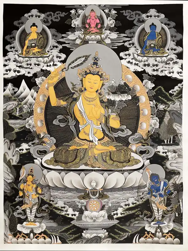 Manjushri with Medicine Buddha Thangka