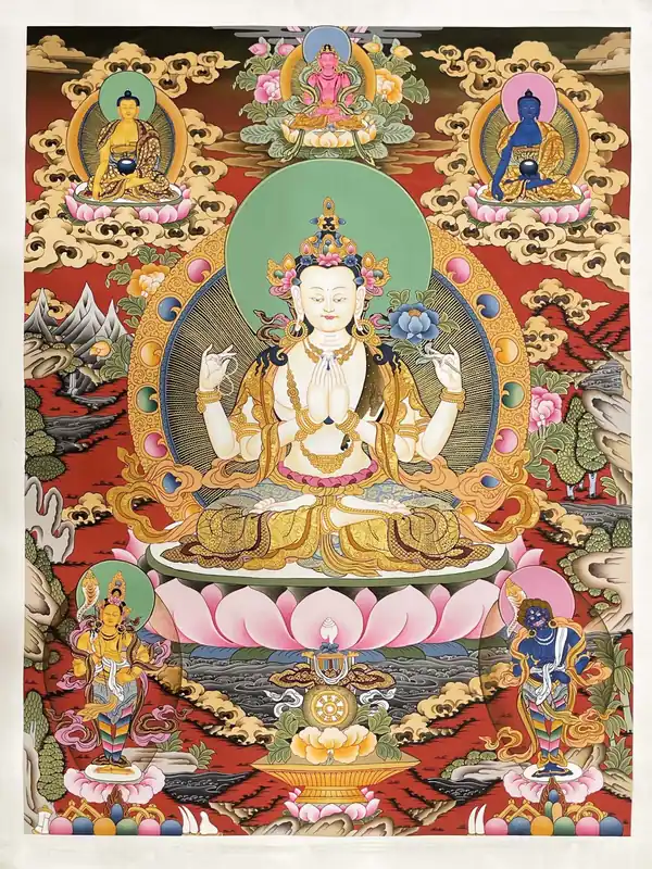 Art bouddhiste Thangka de Chenrezig