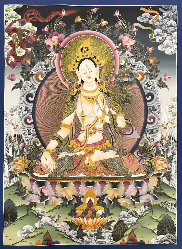 Peinture de Thangka de l’Art de la Tara Blanche