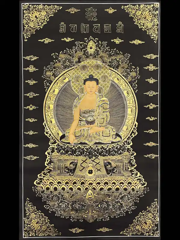 Art thangka du Bouddha Shakyamuni fait main