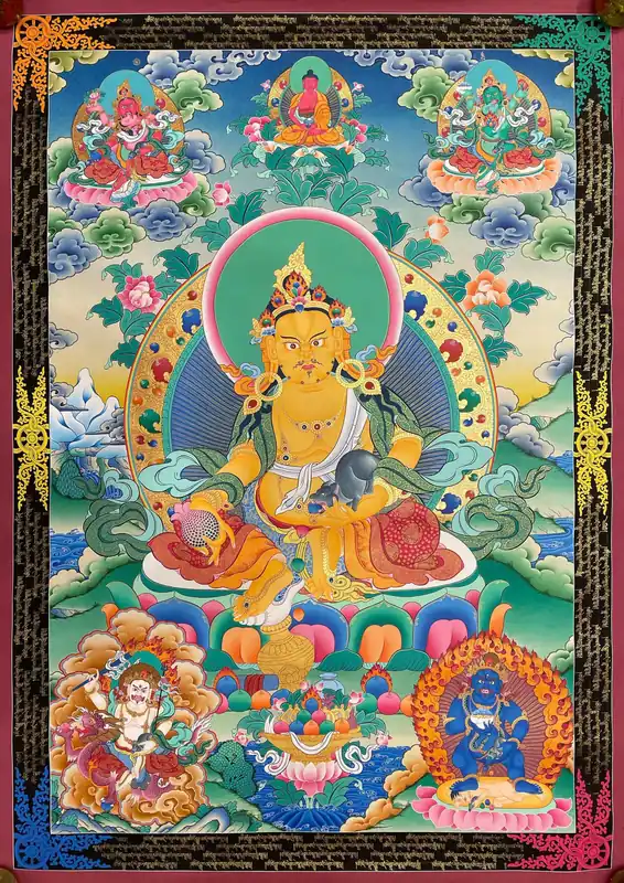 Jaune Jambhala Art Traditionnel Thangka